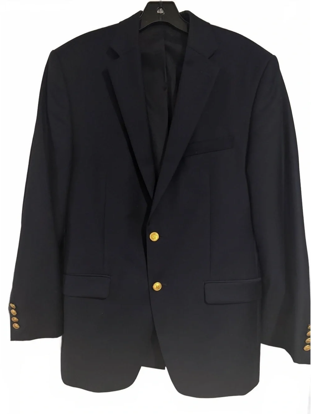 Unisex Lauren Ralph Lauren Navy Blue Wool Blazer with Gold Buttons